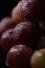 Fresh red grapes close up, organic fruit, juicy healthy food