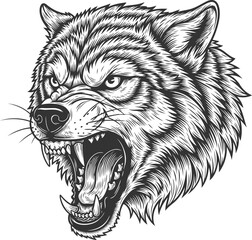 Angry wolf head  vector mascot logo illustration