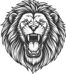 Angry lion head vector mascot logo illustration