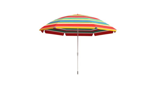Striped Beach Umbrella isolated on a transparent background