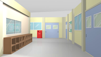 学校の玄関や職員室前を背景にするアニメーションに最適なイラスト（使用するアニメーションに合わせて多種多様のアングルを準備しました）