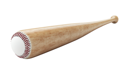 Wooden Baseball Bat and Ball isolated on a transparent background