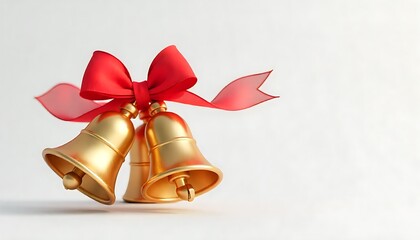 Christmas background, Christmas bells, illustration of three golden bells, festive decoration, Christmas Bells With Holly, created with generative ai
