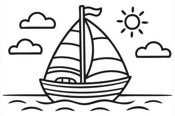 Summer holiday sailboat outline illustration for fun and creative projects
