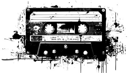 Tape casette in grunge style