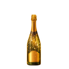 Champagne Bottle Sparkling Golden Bubbles Festive Celebration Toast Icon isolated on transparent background