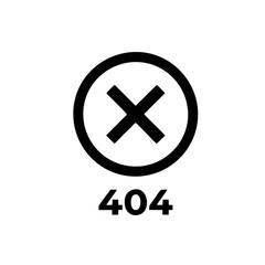 Fototapeta premium Circular Badge 404 Logo With Cross Mark Inside, Minimal Vector Design