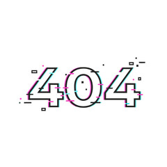Modern 404 Logo With Glitch Distortion and Missing Pixel Effects, Vector Outline