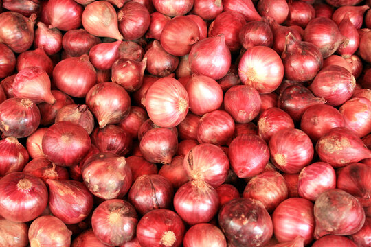 Red onions displayed at the market in the Philippines