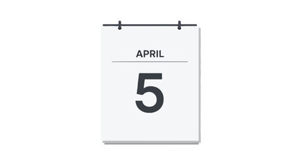 Minimalist April 5th Calendar Page Depicting Important Date for Reminders and Scheduling Visual Representation