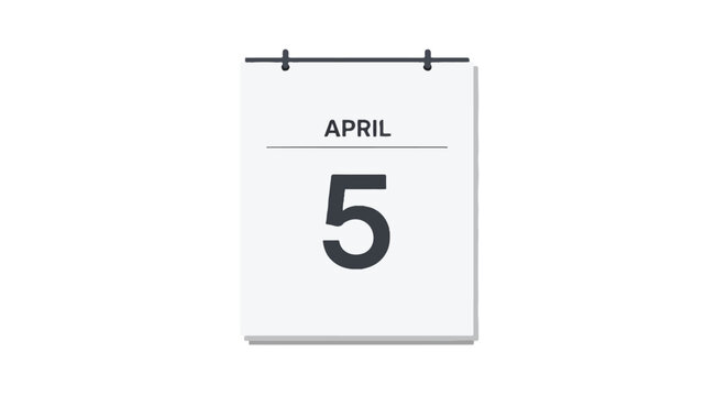 Minimalist April 5th Calendar Page Depicting Important Date for Reminders and Scheduling Visual Representation - Powered by Adobe