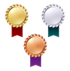 リボン付きメダル風フレームセット（ランキング・表彰デザイン素材）	
