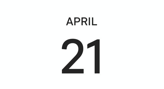 April Twenty-First: A Stark Calendar Date Highlighting Specificity and Timeliness with Modern Minimalism and Clear Numerical Emphasis