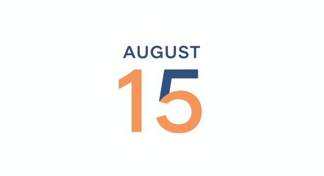 August 15th date, a stylish graphic representation for calendar, events, or promotional material related to mid-august celebration