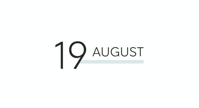 Minimalist depiction of the 19th of August for calendar designs and themed graphics