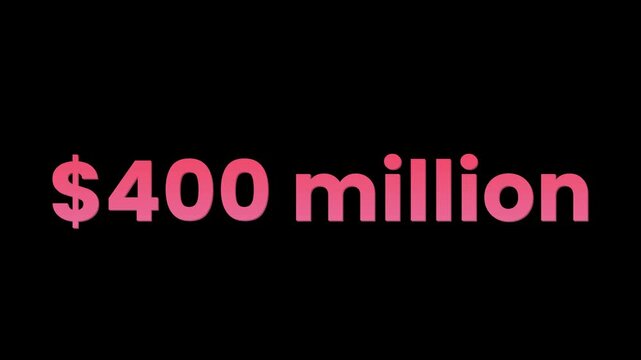 Number counter 400 million dollar animation alpha channel