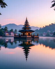 Naklejka premium Lake Reflection at Dawn