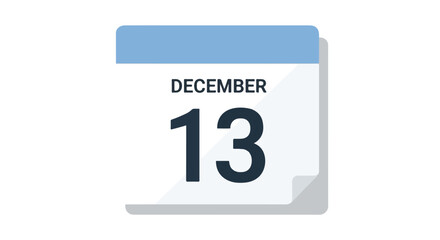Illustrative december thirteenth calendar reminder, showcasing important date recognition and scheduling with simple style and blue pastel tones