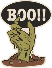 Zombie Hand with Boo! Text