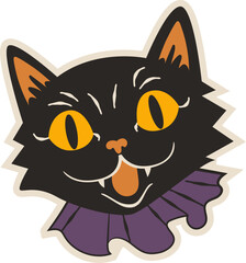 Retro Halloween Black Cat Illustration