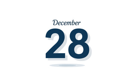 Obraz premium Stylized illustration of December 28th date for reminders and special event promotions centered on the year's end
