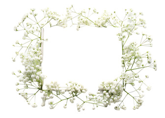 Fototapeta premium White gypsophila flower frame isolated on isolated on a transparent background baby's breath