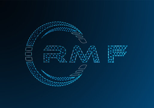 RMF low poly letter logo vector design. RMF lower poly logo design. Low poly logo.