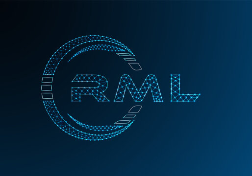 RML low poly letter logo vector design. RML lower poly logo design. Low poly logo.