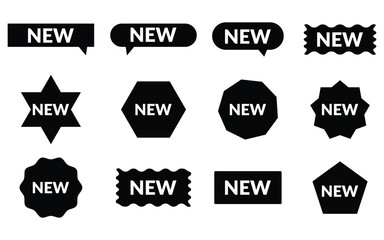 Fototapeta premium New tag set, Set of new arrival tag icon, New product labels, Stickers for new arrival shop product tags, Set of various new tags