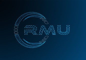 RMU low poly letter logo vector design. RMU lower poly logo design. Low poly logo.