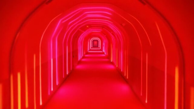 An intriguing red light tunnel design that captivates the senses.
