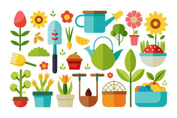 set of gardening icons