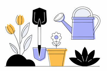 set of gardening tools