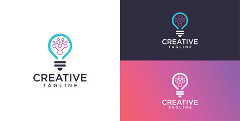 Fototapeta premium Light bulb technology logo icon design