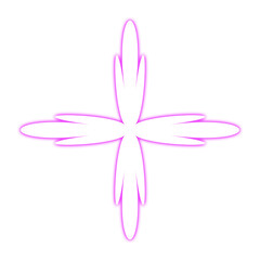 Sketched shapes leading towards a charming element, enhanced with a pink neon glow.