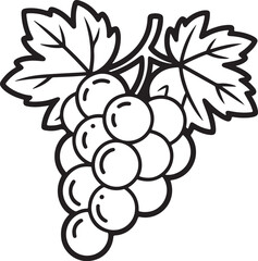 Simple Grapes Outline Drawing – Fruit Coloring Page for Kids