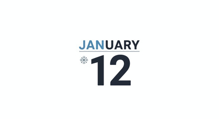 Obraz premium January twelfth represented as a minimalist calendar with a snowflake icon marking the winter season date reminder illustration