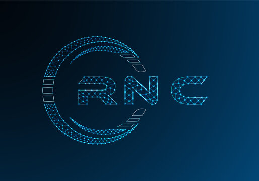 RNC low poly letter logo vector design. RNC lower poly logo design. Low poly logo.