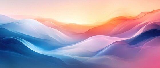 Abstract Landscape with Pastel Blue, Pink, and Orange Hues