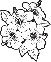 Hibiscus Fusion Logo – Black and White Tropical Flower Vector Emblem