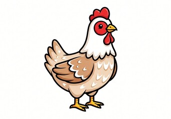Fototapeta premium Adorable Cartoon Hen Illustration Brown Feathered Chicken Farm Animal Graphic Design