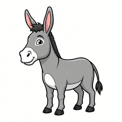 Fototapeta premium Adorable Cartoon Donkey Illustration Grey Donkey Clipart Cute Farm Animal Graphic