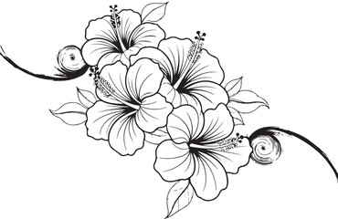 Fototapeta premium Stylized Hibiscus Flower Cluster – Decorative Tropical Vector Design