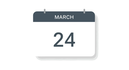 Fototapeta premium Stylized depiction of a March calendar page displaying the date 24th in bold format against a clean background
