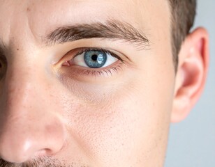 Close-up of a man's face, focusing on the eyes and nose