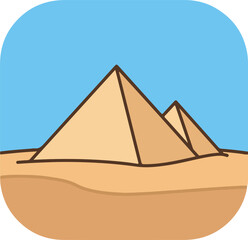 Egyptian pyramids in sand under blue sky, suitable for travel websites, history books, desert tourism promotions, educational materials, and vacation ads.