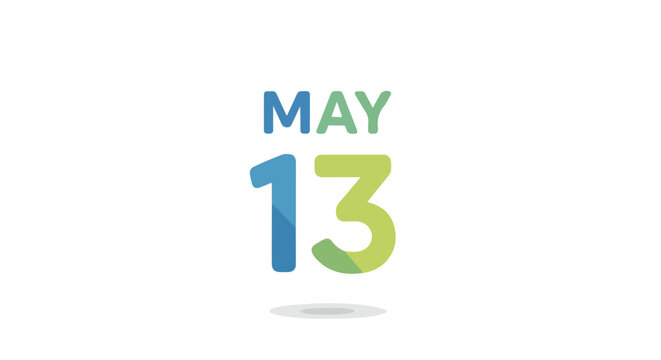 Stylized May 13th Date Graphic with Playful Design Elements on a White Background presenting annual event