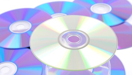 Stack of shiny, colorful data discs