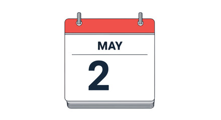 May 2nd marked on a stylized calendar, isolated on a clean white background, showcasing a significant date for events or reminders