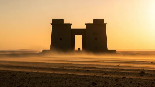 Qasr alsarb in the liwa oasis at sunrise